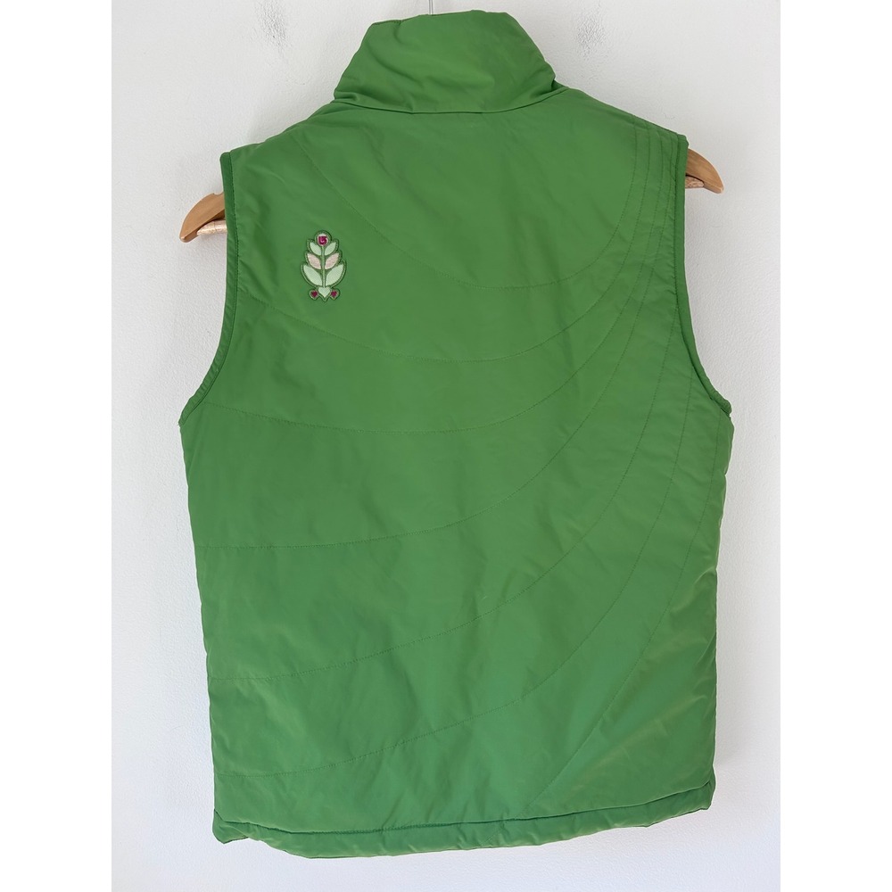Burton Reversible Puffer Vest Green Pink Geometric Dot Girls XL Womens XS/S - Picture 4 of 12